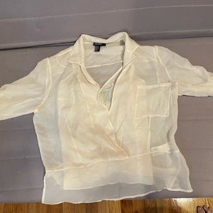 DKNY Vintage White Silk Blouse Set Size 12 (camisole and overshirt)